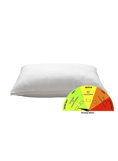 2 Pieces Pillow With Two Golden Strip Microfiber White 50x75x15centimeter - EMALL