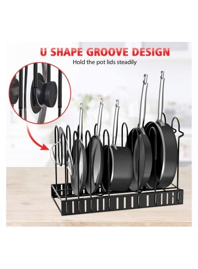 8-Tier Pots and Pan organizer, Anti Slip Rack with 3 DIY methods for kitchen counter - EMALL