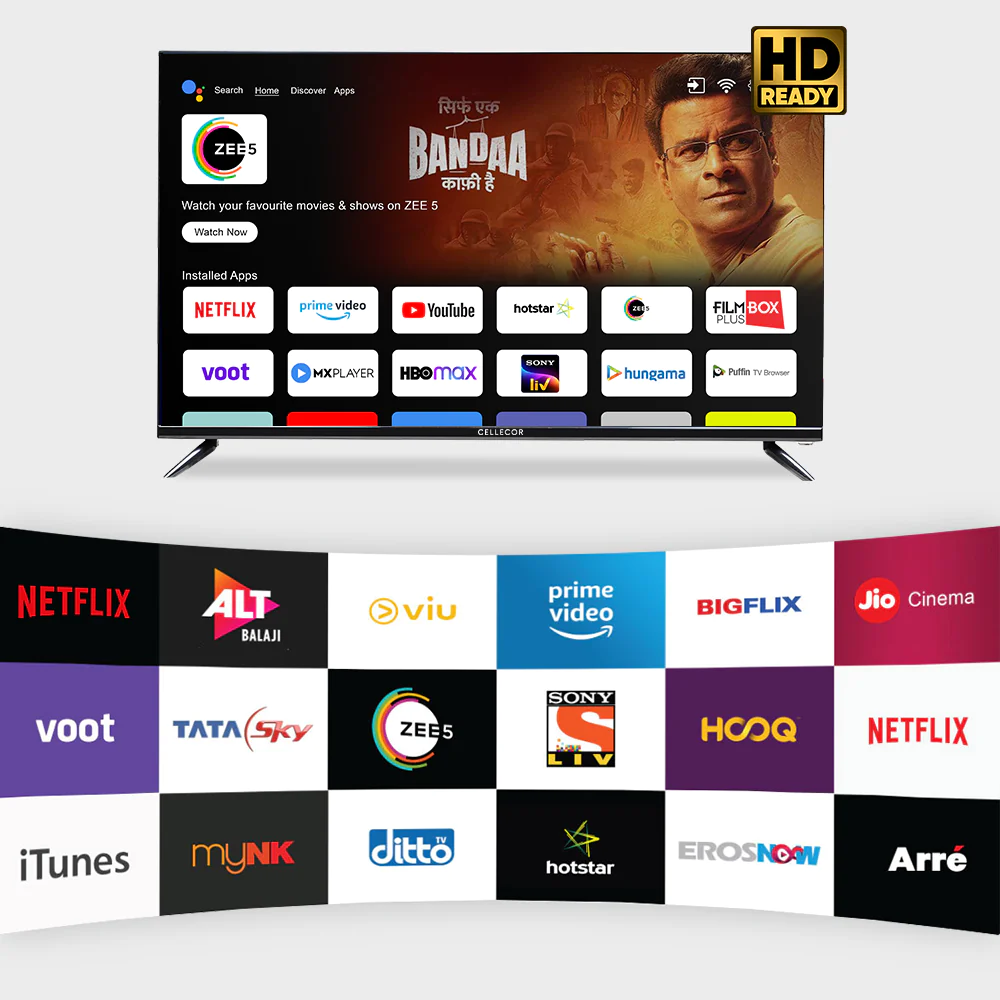 Cellecor Smart TV E-32X|HD LED Smart Android TV, 24W Dual Speakers Sound, Latest Bluetooth Connectivity, Android Version, Chromecast Built-In Specifications HD Resolution  24W Dual Speakers Sound  Chromecast Built-In  Android 10|HDMI