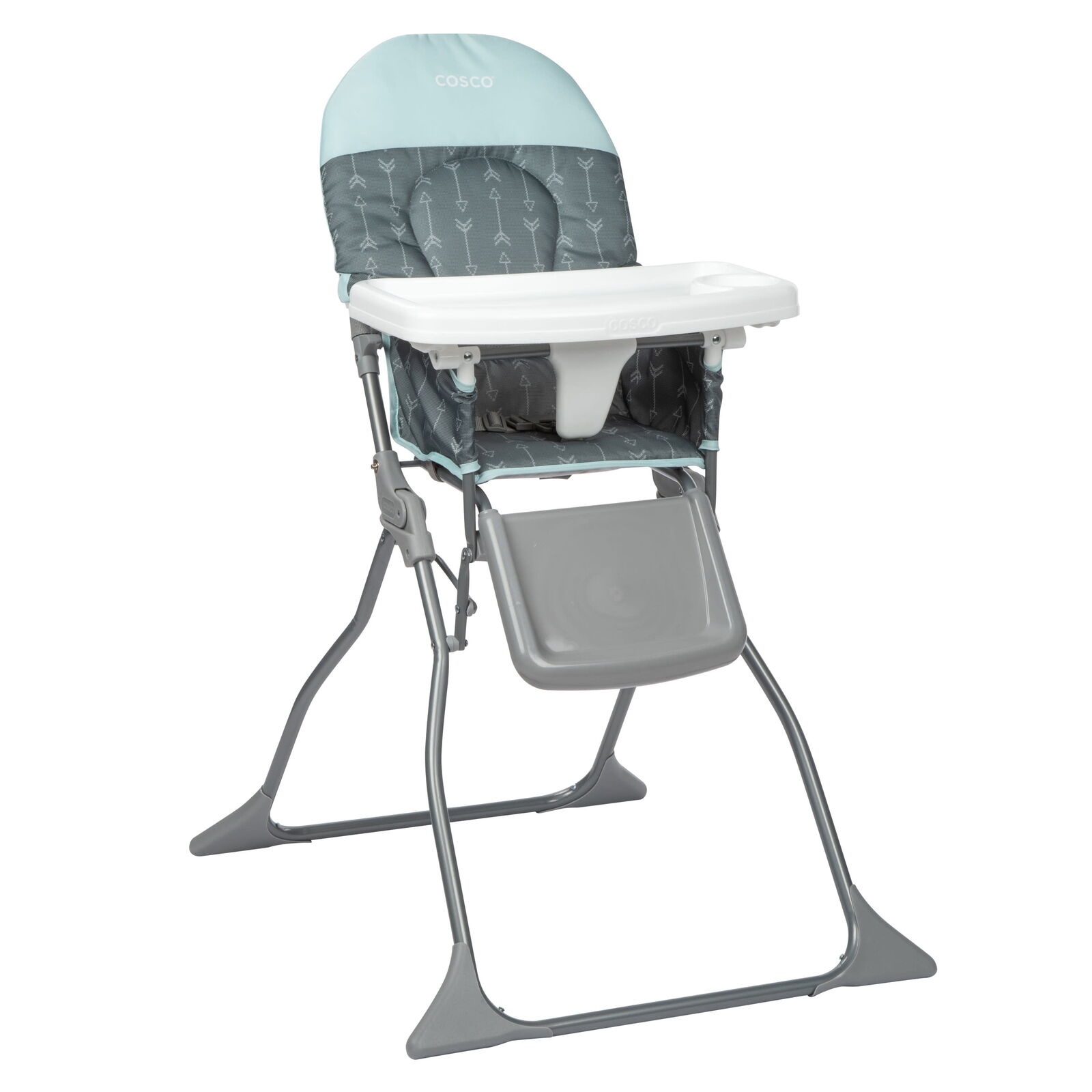 Cosco Simple Fold Full Size High Chair with Adjustable Tray, Gray Arrows