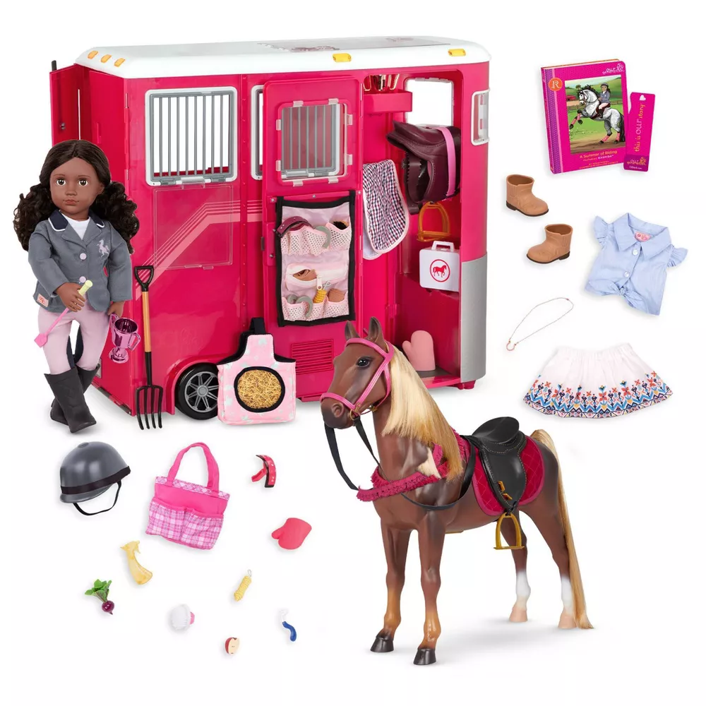 Toy House For Kids, Our Generation Rashida with Horse Trailer Accessory