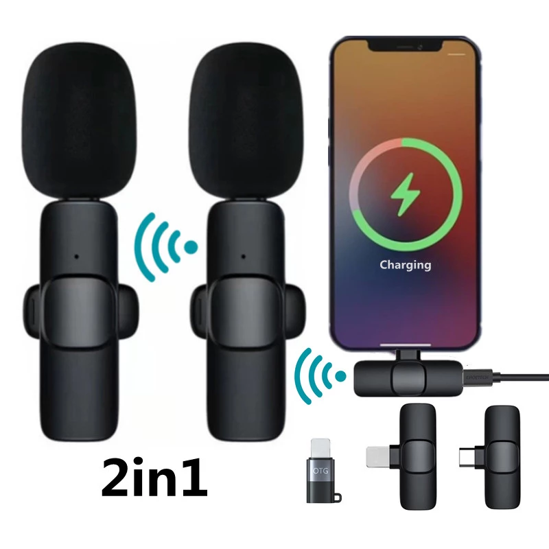Wireless Lavalier Microphone for iPhone And Android, Plug-Play Wireless Mic for Recording