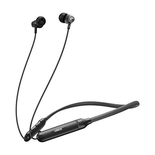 CELLECOR BS-3 Wireless Waterproof Bluetooth Earphone Neckband with Big 35 Hours Playtime | Voice Assistant | Bluetooth 5.0 | Type-C Charging | 10mm Driver (Black)