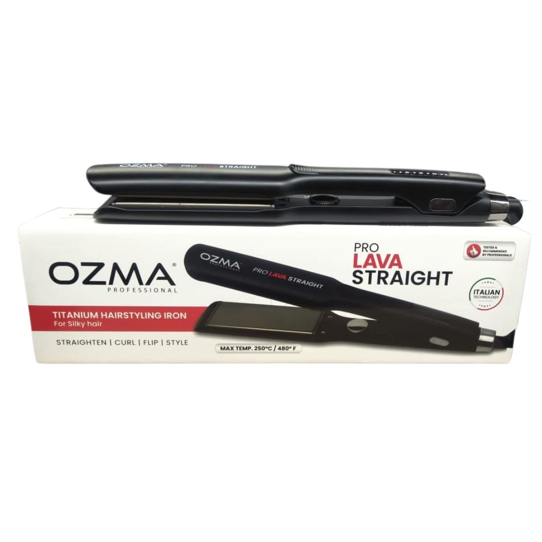 OZMA Protect Professional Hair Straightener TITANIUM Heating, Extra Long Plates | Heat Settings Up to 250°C /480°F, Auto Shut Off,   WIDEType .