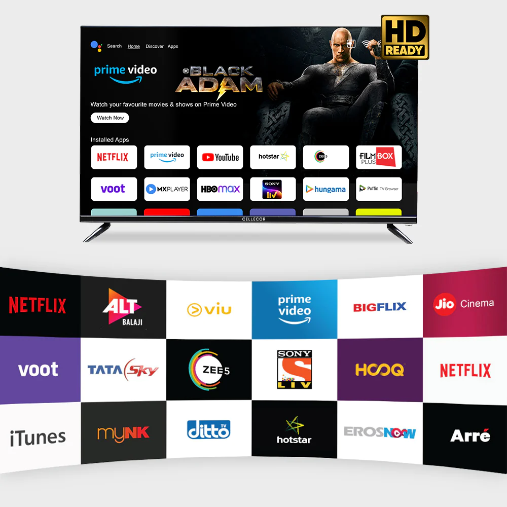 Cellecor Smart TV E-32P|HD LED Smart Android TV, 24W Dual Speakers Sound, Bluetooth Connectivity, Android Version, Chromecast Built-In Specifications  HD Resolution  24W Dual Speakers Sound Chromecast Built-In Android 10 | HDMI