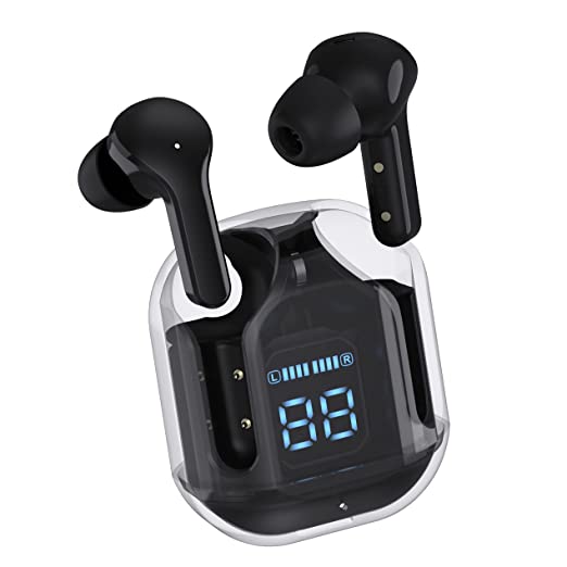 CELLECOR BroPods CB07 Waterproof Earbuds with Transparent Case|25 Hours Playtime|Touch Control|ENC|Auto Pairing|10mm Drivers|5.1v Bluetooth (Black)