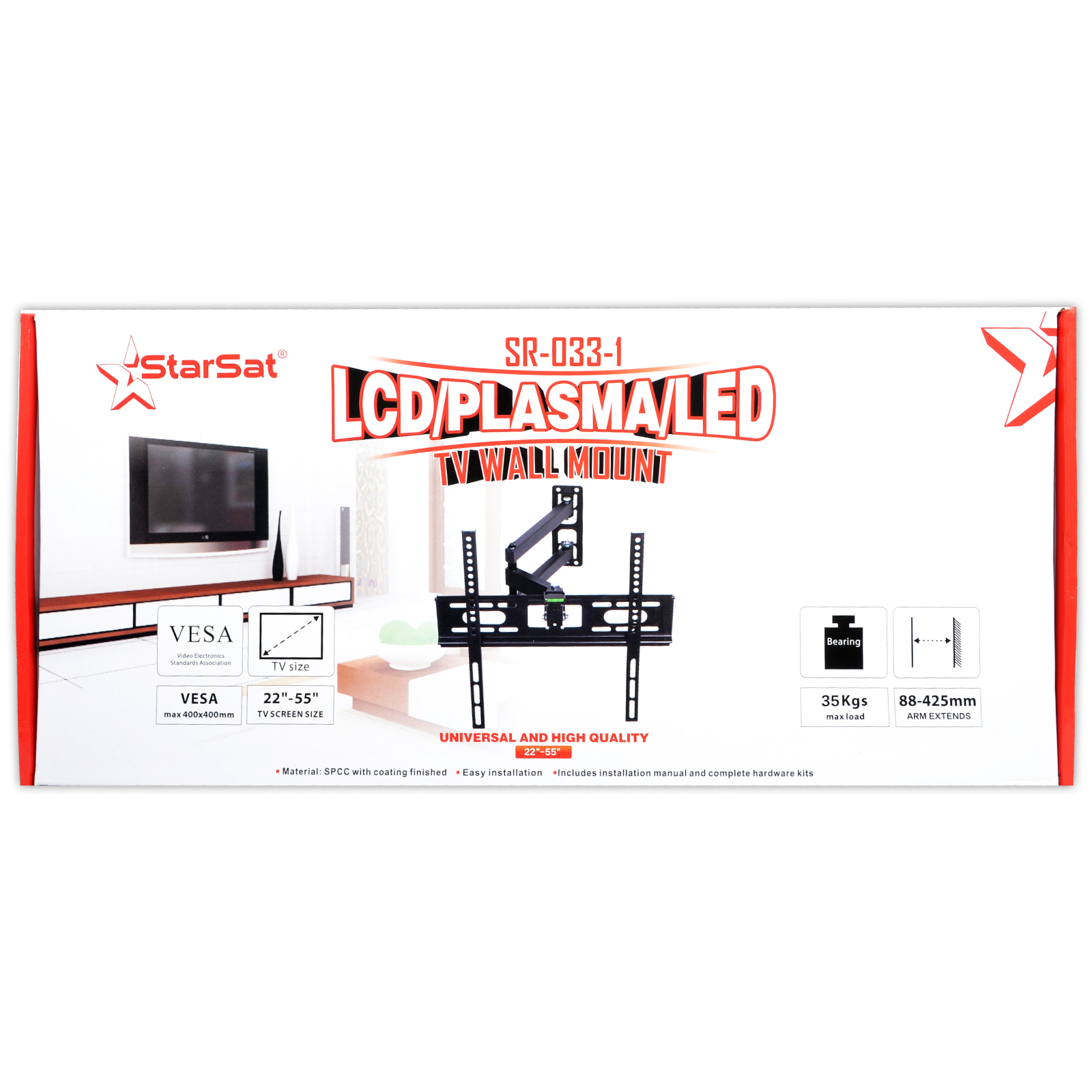 StarSat-033-1 Universal LCD, Plasma, LED TV Wall mount 22" - 55" TV