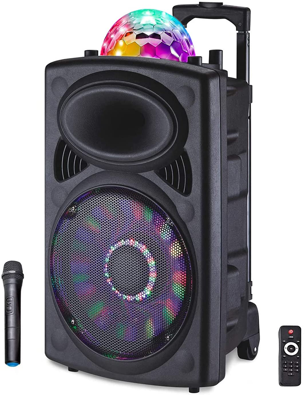 Impex TS 81 50W Multimedia Portable Trolley Speaker with 12"Speaker Mic LED Light USD/TF/AUX/FM Radio/Bluetooth Support