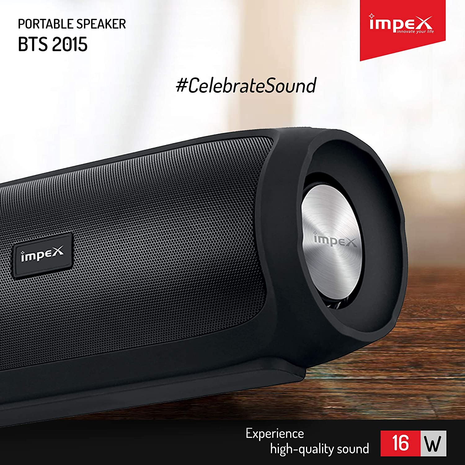 Impex BTS 2015 16 W Portable Wireless Bluetooth Speaker 2.0 Channel, Black,Red & Silver)