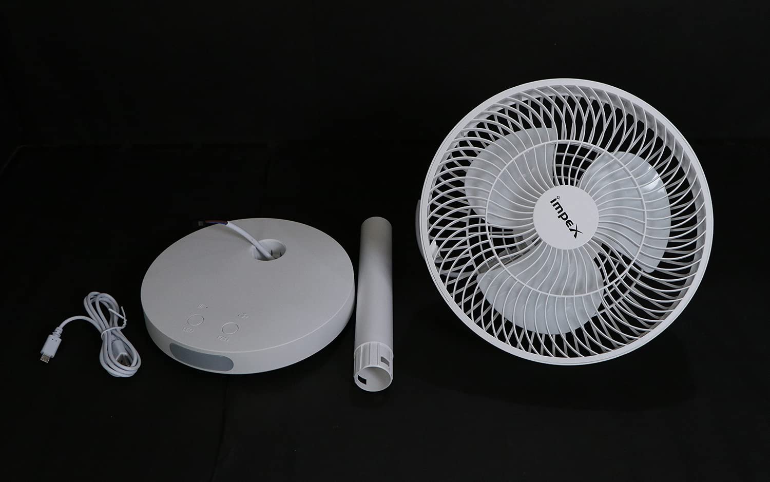 Impex BREEZE D3 12V 1500 RPM Rechargeable Portable Fan with LED Light with 3 Speed Mode Overcharge Protection