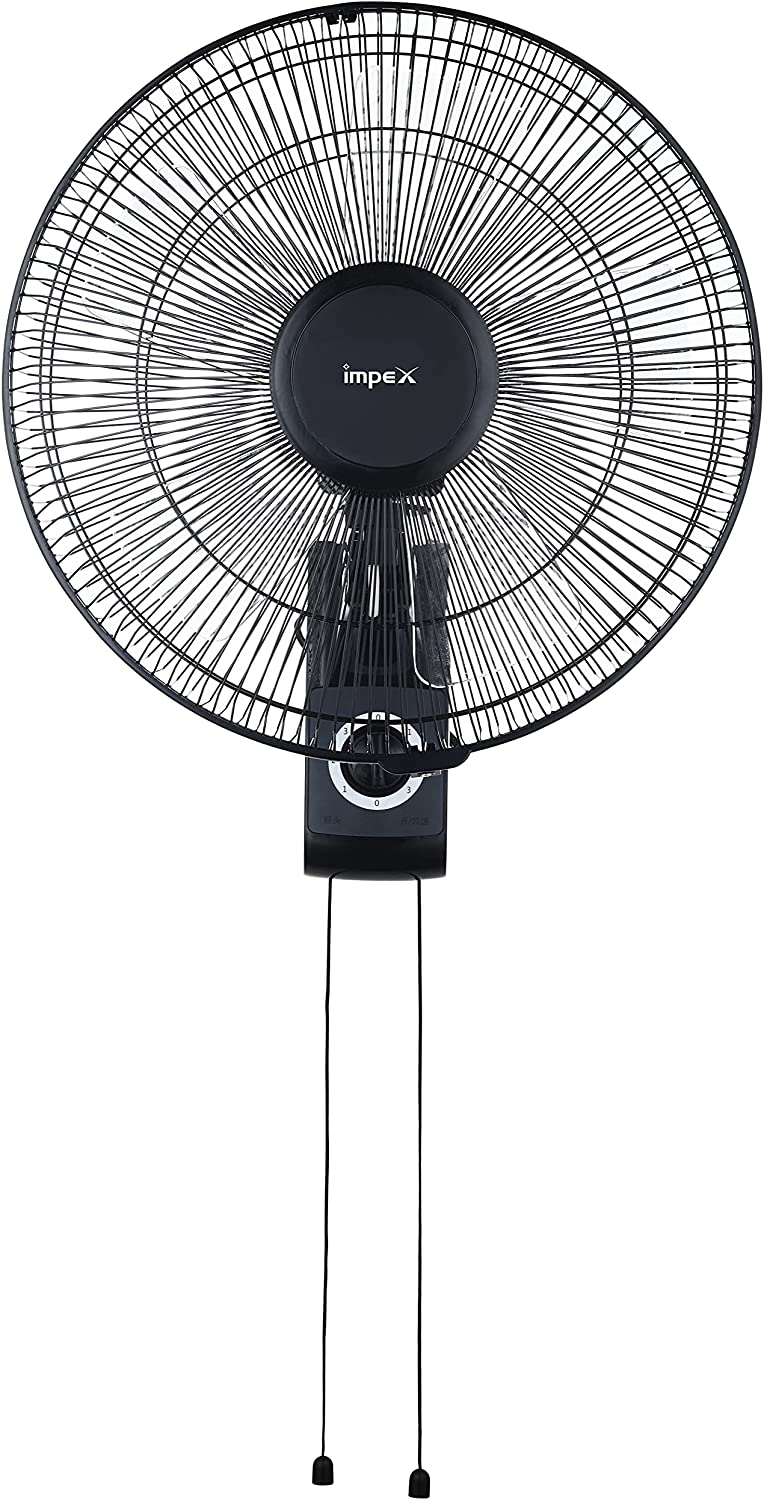 Impex WF 7503 60W 100% Copper Motor High Speed Wall fan with 5 leaf blades motor overheat protection wide oscillation 3 Speed Control, 2 years warranty