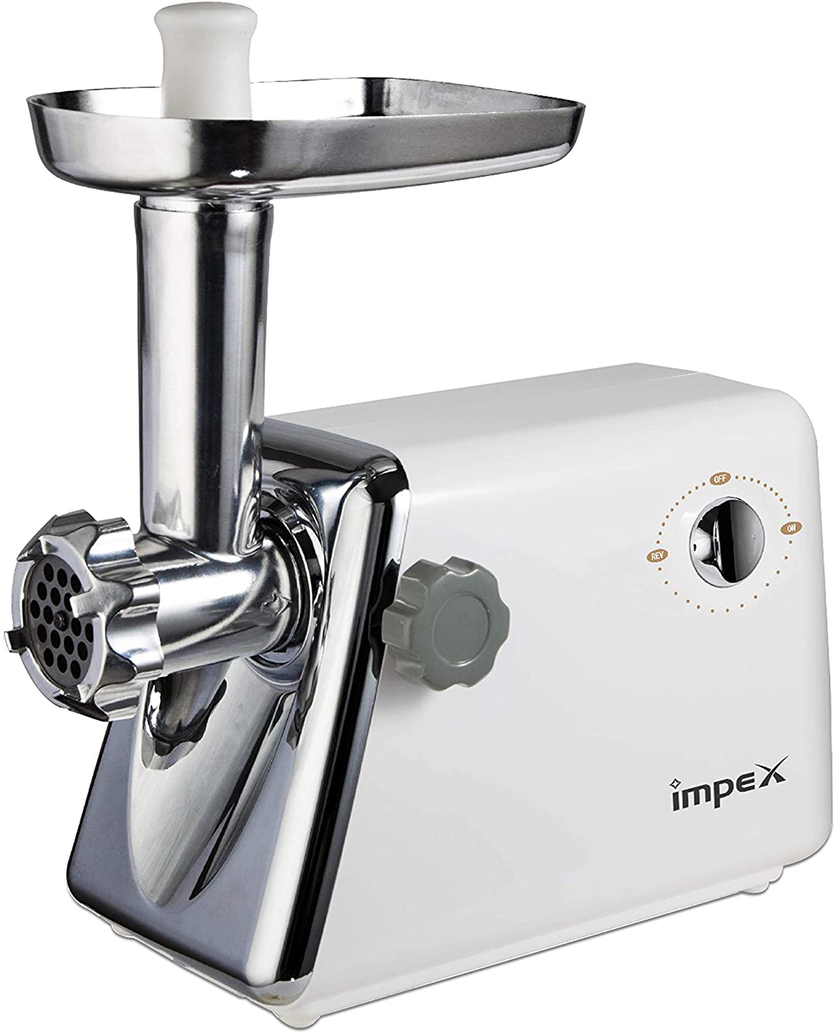 Impex MG 3801 1800W Meat Grinder with Sausage Stuffer, Keema Maker, Stainless Steel Blade, 2 Cutting plates 2 Years Warranty, White