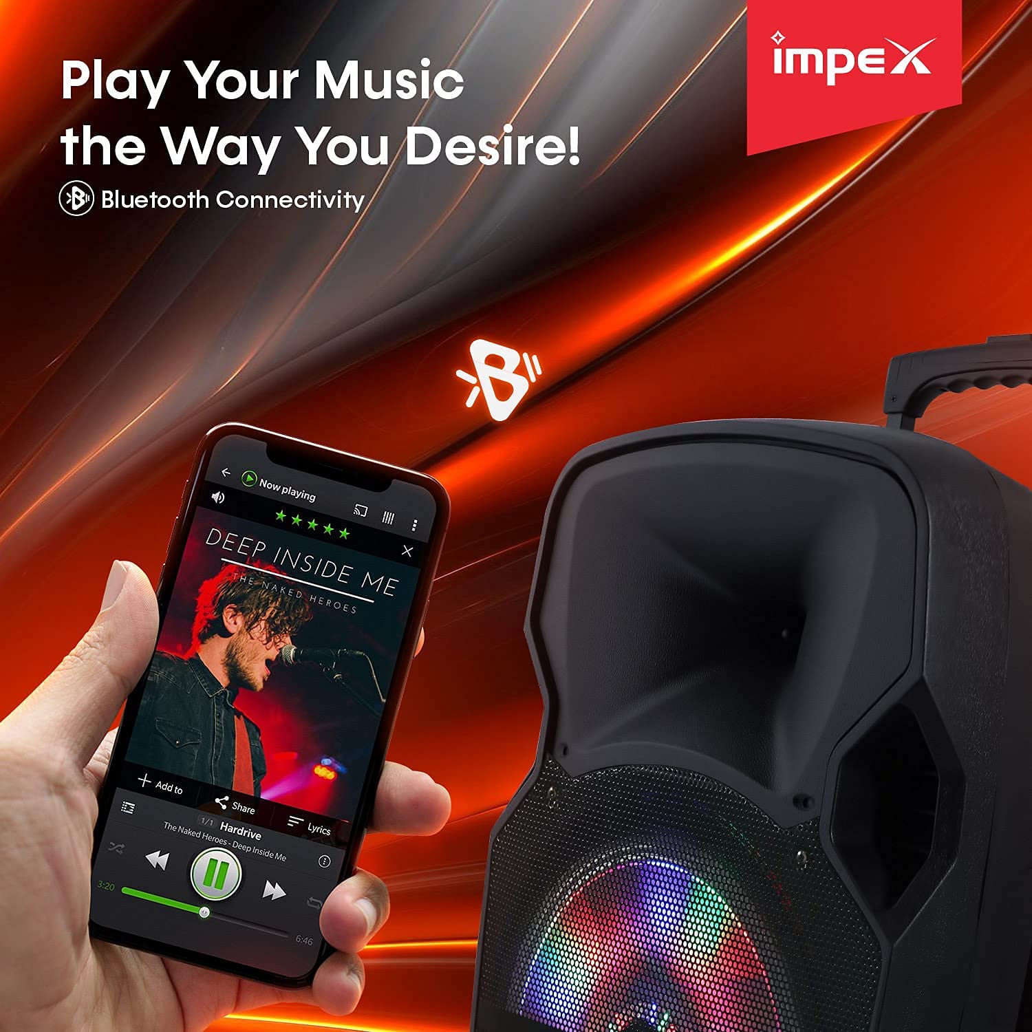 Impex ST 80A 55W Rechargeable 2.0 Multimedia Trolley Speaker System with Wireless Connectivity USB/SD/FM Function Wireless Mic LED Light
