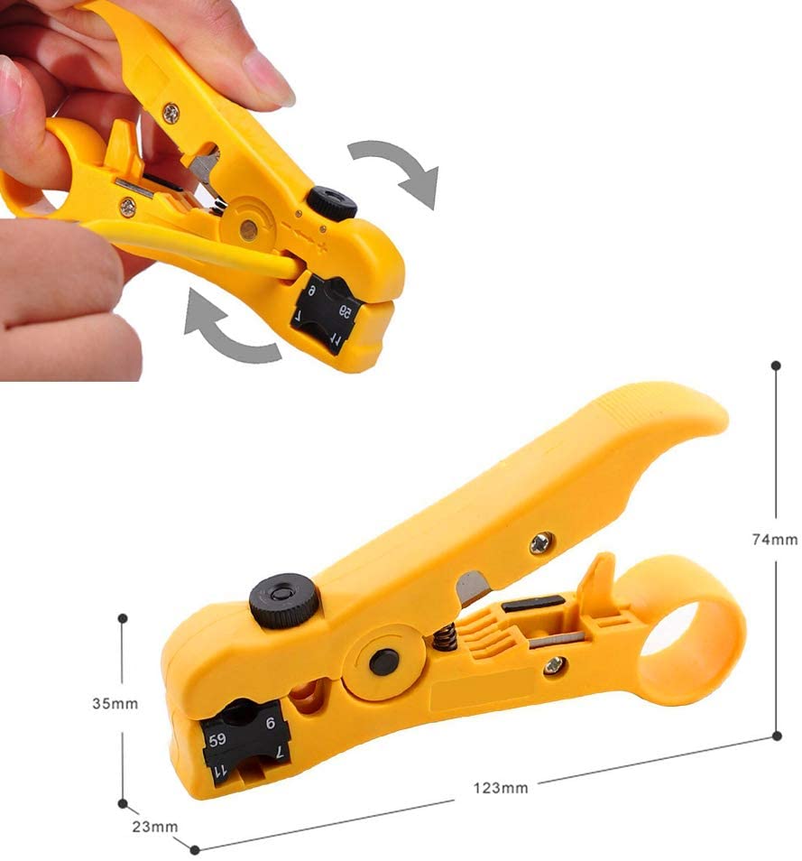 Universal Coaxial Cable Stripper Cutter Stripping Tool for Flat/Round UTP Cat5 Cat6 Coax RG59 /RG6/7/11