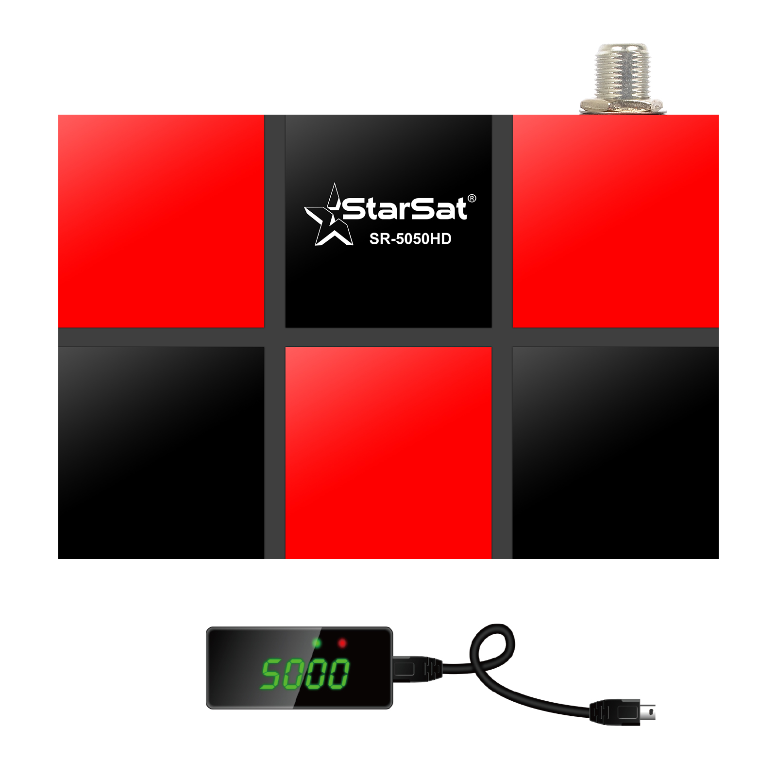 StarSat SR-5050HD Full HD with 1 year service, 2xUSB, HDMI, EPG, MPEG4, Blind Scan, YouTube, PVR, DVBS2, 4G & WiFi Supported (WiFi device not include)