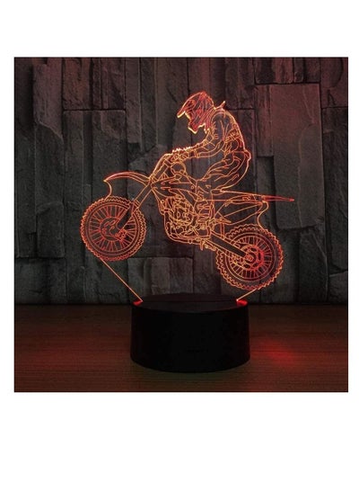 3D Night Light LED Novelty 3D Table Lamp 3D Motocross Bike Night Lights LED USB 7 Colors Sensor Desk Lamp as Holiday New Year Birthday Decor Gifts -16 Colors Remote