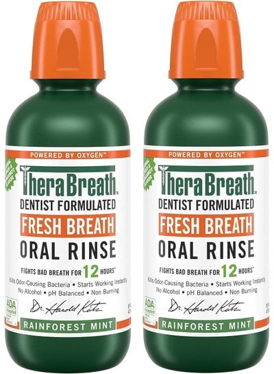 TheraBreath Fresh Breath Dentist Formula Mouthwash, Rainforest Mint, 16 oz (Pack of 2)