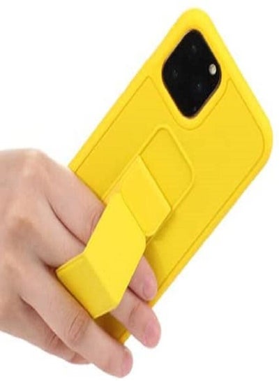iPhone 11 - New Silicone Cover with 2 in 1 Finger Grip and Phone Stand - Yellow