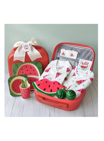 Baby Giftset for Newborn with Rompers and Bouncing Balls in Cute Suitcase in Watermelon Theme for Girls and Boys
