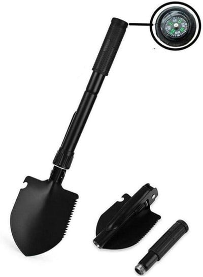 Multifunction Mini Foldable Shovel with Hoe and Compass