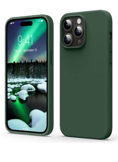 Protective Shockproof Soft Liquid Silicone Anti-Scratch Microfiber Lining Case Cover For iPhone 15 Pro Max 6.7 Inch - Green