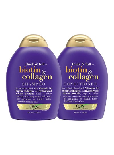 OGX Thick & Full Biotin & Collagen Shampoo and Conditioner 385ml Pack of 2