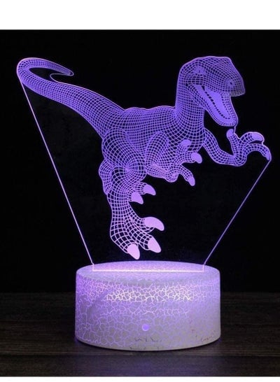 3D Dinosaur Led Illusion Lamp Night Light 16 Colors USB Powered Dimmable Touch Control with Remote Control