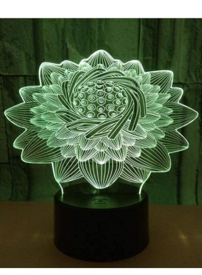 LED Multicolor Night Light  Color Change 3D Lotus Flower Shaped Illusion Lamp  LED Bedside Light for Valentines Day Home  1Pcs