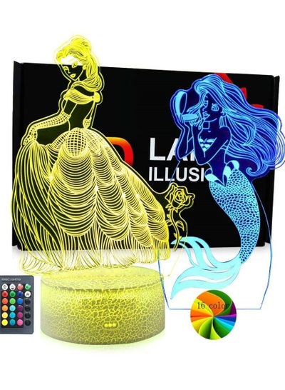 Beauty Night Lights Mermaid for Kids Dimmable Remote LED 3D Illusion Lamp Supply 16 Color