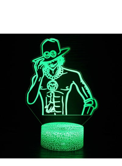 Portgas D Ace Night Light Anime 3D LED Desk lamp White Beard Pirate Team Leader Table Decor Boys Room Decor Fans Lighting
