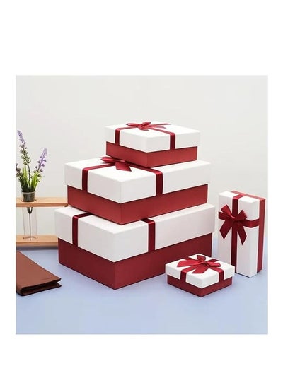 Paper Gift Box Set | 10Pcs Set Multiple Sizes | Ribbon Included  Perfect for Birthdays, Weddings - Red