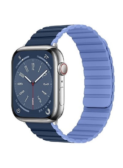 Stylish Comfortable Silicone Magnetic Replacement Band for IWatch Series SE 9 8 7 6 5 4 Sizes 49mm 45mm 44mm 42mm Blue