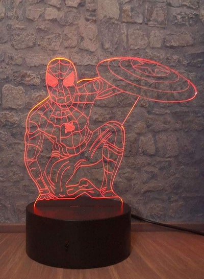 The Avengers Marvel Comics Spiderman Hold Captain America Shield 3D Lamp Children's Luminaria LED Night Light Cool Kids Toy