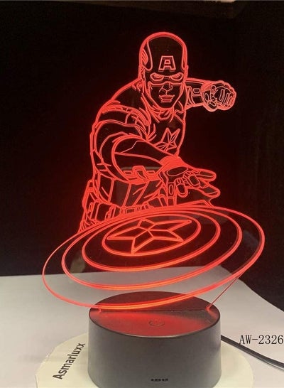 Captain America Night Light - 3D Illusion Lamp and 16 Colors with Remote-Led Table Lamp Boys Girls Children's Thanksgiving Halloween Christmas and Birthday Gifts