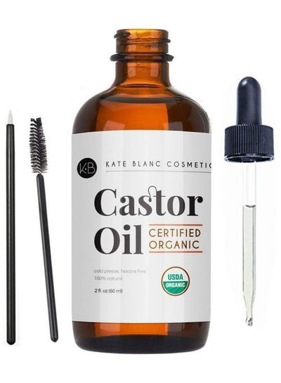 Castor Oil (2oz) Certified Organic  100% Pure  Cold Pressed   . Stimulate Growth for Eyelashes  Eyebrows  Hair. Lash Growth Serum. Brow Treatment. FREE Mascara Starter Kit
