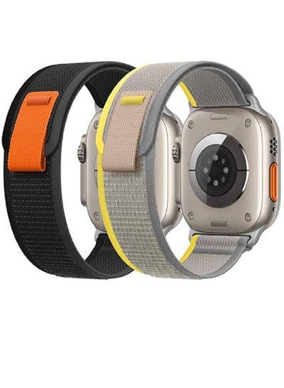 Nylon Weave Sport Loop Men Women Adjustable Pull Tab Strap For Apple Ultra Watch 49mm Black/Grey