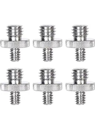 6 Pieces 1/4" Male to 3/8" Male Threaded Screw Adapter Tripod Screw Adapter Double Head Stud Converter Compatible with Camera Cage Mono pod Ball head Light Stand