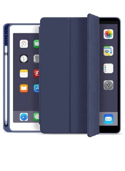 Soft Smart Case with Pencil Holder Foldable Stand Compatible with iPad 10.2 Inch 9th / 8th / 7th Generation 2021/2020 / 2019, iPad Air 3rd Generation, iPad Pro 10.5 Inch (Deep Navy Blue)