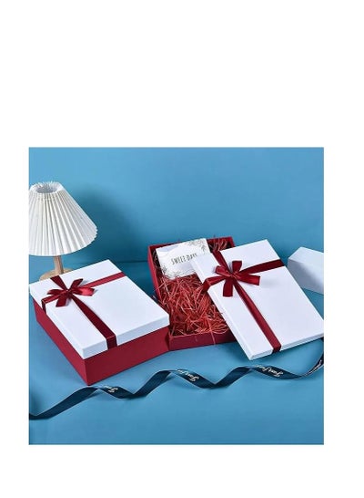 Paper Gift Box Set | 10Pcs Set Multiple Sizes | Ribbon Included  Perfect for Birthdays, Weddings - Maroon