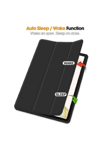 For Samsung Galaxy Tab A9 8.7" Case, Soft Flexible Flip Case Cover With S Pen Holder For Samsung Galaxy Tab A9 8.7 inch with Auto Sleep Wake - Black