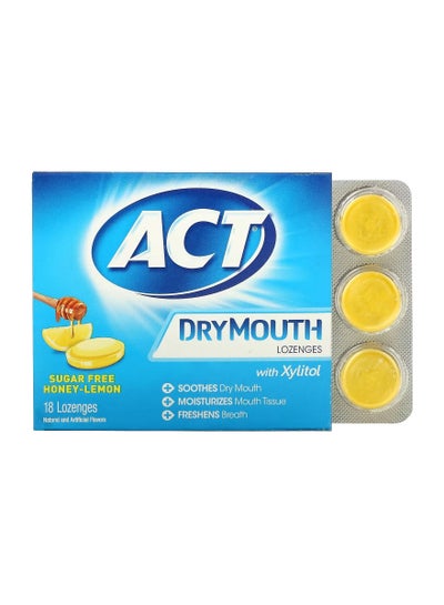 Act Dry Mouth Lozenges with Xylitol Sugar Free Honey Lemon 18 Lozenges