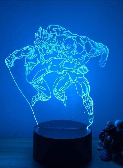 3D Illusion Lamp 3D LED Multicolor Night Light Dragon Ball Goku Super Saiyan Action Figure 7/16 Colors Touch Optical Illusion Table Lamp Home Decoration ModeGoku Vs God