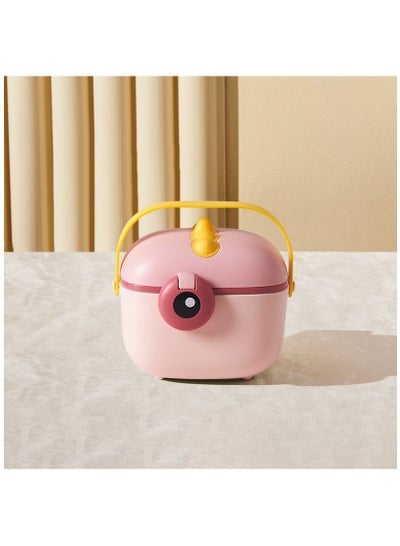 Baby Formula Dispenser with Scoop Baby Formula Container Portable Milk Powder Storage Box Cute Snack Fruit Food Holder for Travel in Dino Theme Pink
