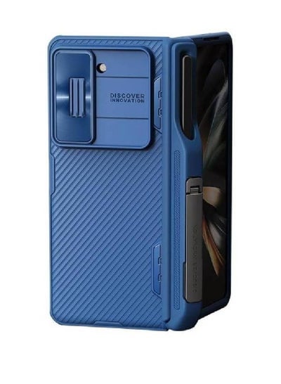 Samsung Galaxy Z Fold 5 5G Case Built-In Kickstand Case With S Pen Holder And Camera Cover Anti-Scratch Foldable Case Blue