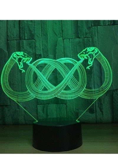 2 Snakes 3D Night Light 3D USB Led Light Cartoon Figure Touch Illusion Night Light Children Birthday Gift Furniture Decoration