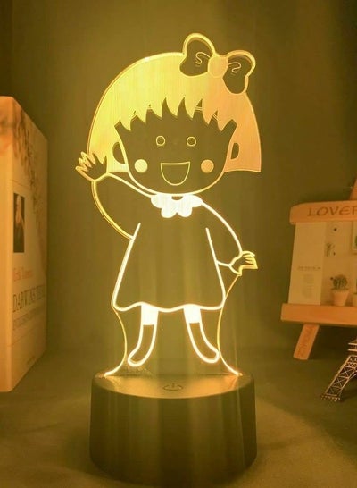 3D Illusion Lamp Led Night Light Anime Chibi Maruko 7 Colors Fading Mood USB Touch Table Lamp Christmas Gift Best Birthday Holiday Gifts for Children