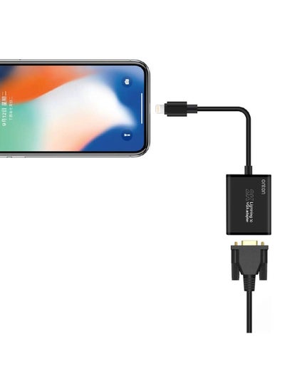 Onten Compatible with iPhone ipad to VGA Adapter iPhone Lighting to VGA Adapter 1080P Digital AV Adapter Connector Cord Compatible with iPhone Xs Max XR 8 7 6Plus to TV Projector Monitor Computer