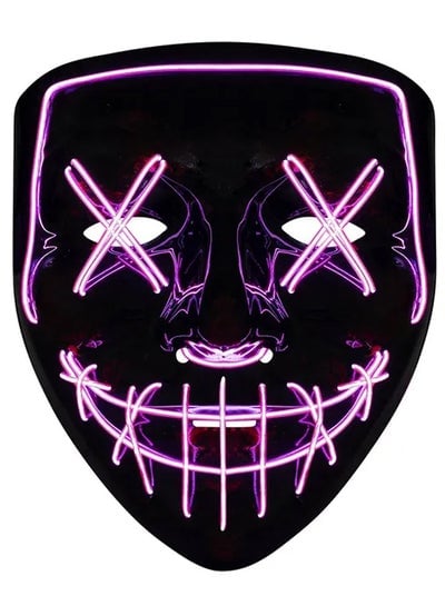 Brain Giggles LED Mask Light Up Scary Glowing Mask Glow In The Dark for Cosplay  - Purple