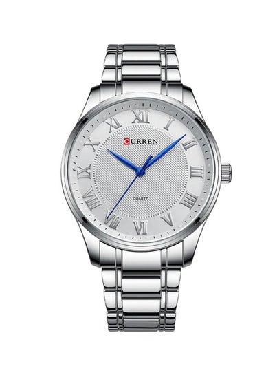 Curren 8409 Blue Hands Round Dial Silver Chain Dress Watch - Silver / White