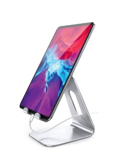 Desktop Adjustable Dock Cradle Compatible with Tablets Such As iPad Air Mini Pro, Phone XS Max XR X 6 7 8 Plus More Tablets (4-13 Inch) - Silver